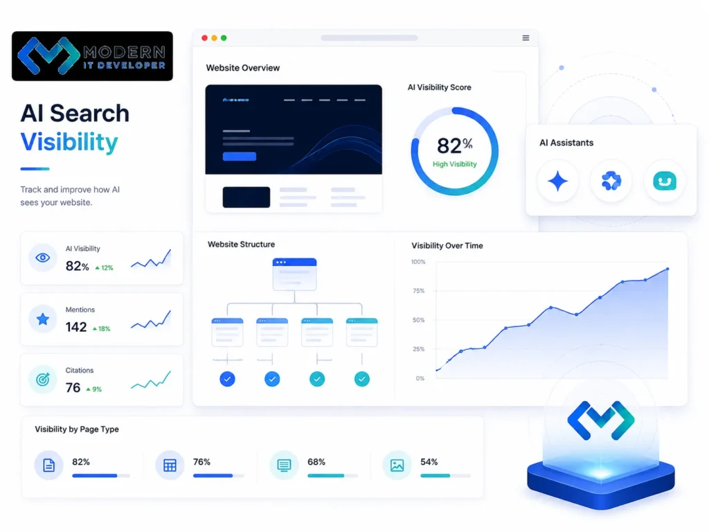 AI visibility dashboard analyzing website presence in AI search results
