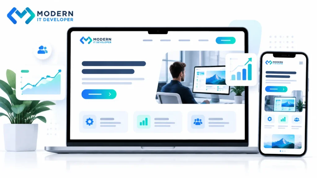Website homepage above the fold design with clear messaging and conversion-focused layout