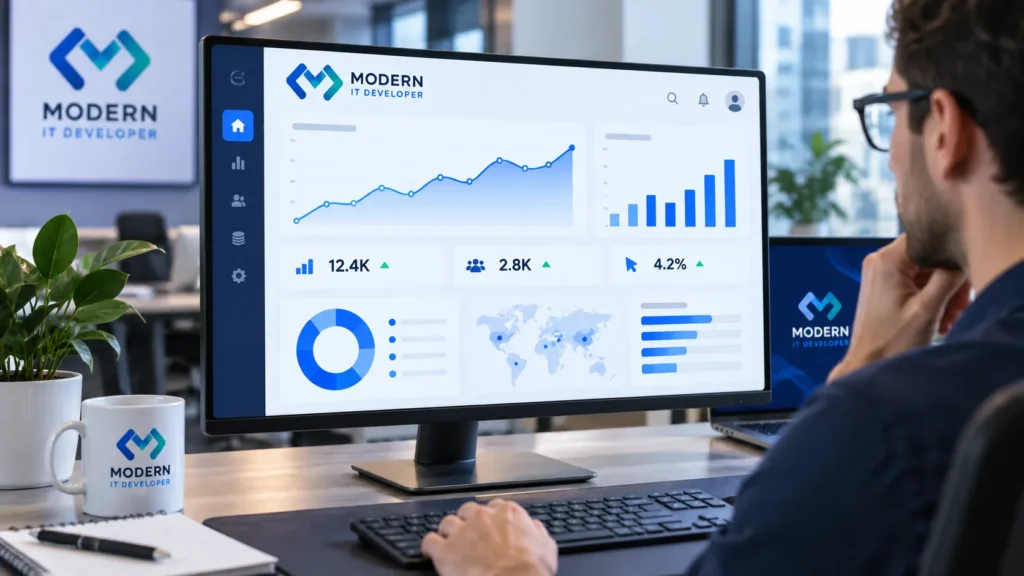 Website analytics performance report on computer screen