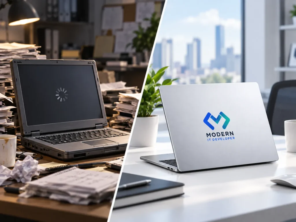 Split-scene before and after visual showing product benefits clearly