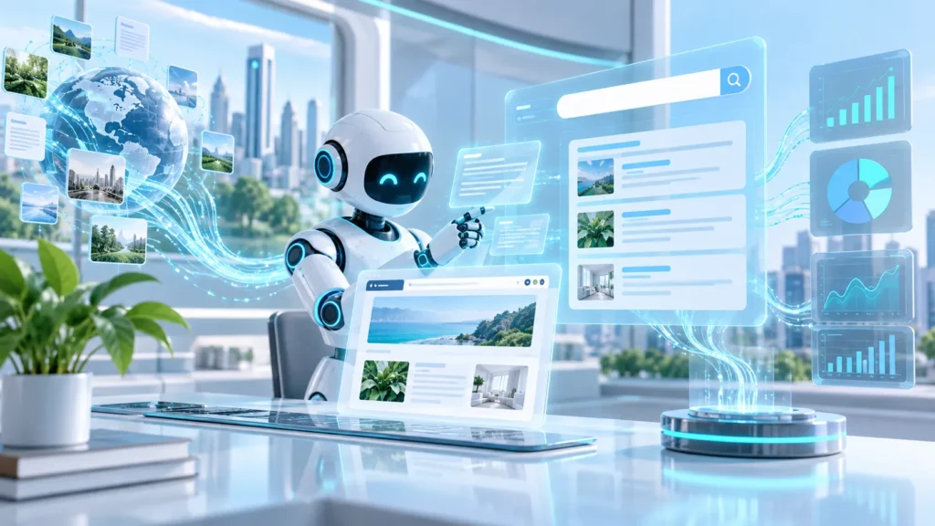 Generative Engine Optimization concept showing AI search and digital marketing