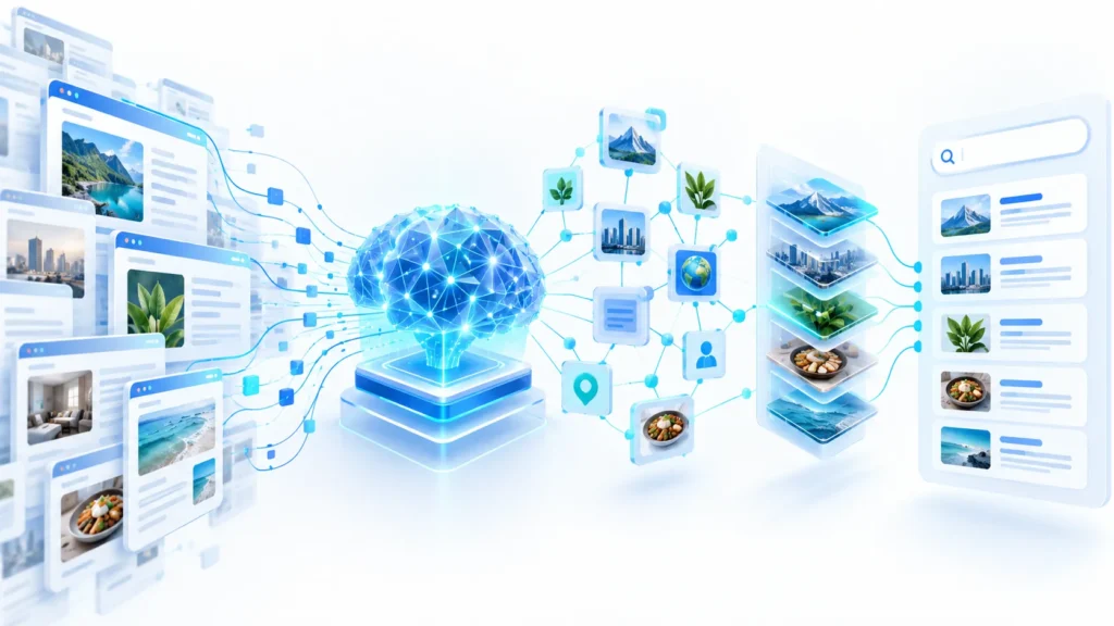AI system analyzing online content for search answers