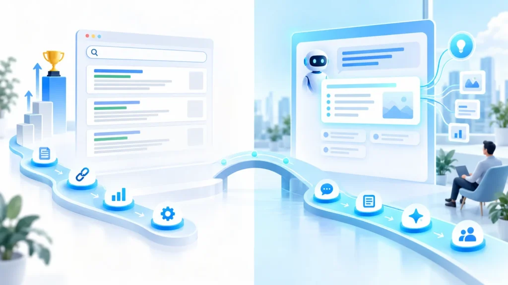 Comparison between traditional SEO and Generative Engine Optimization