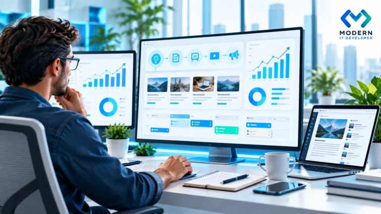 Digital marketer creating SEO content strategy