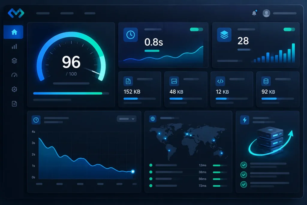 Website speed optimization concept for WordPress performance