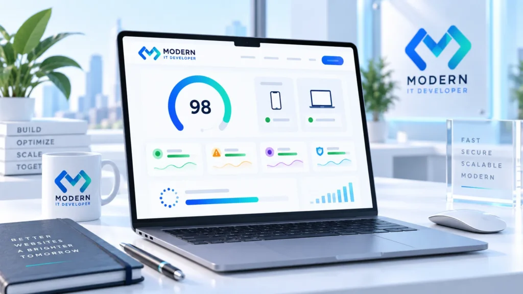 Website speed analysis with performance score and Core Web Vitals