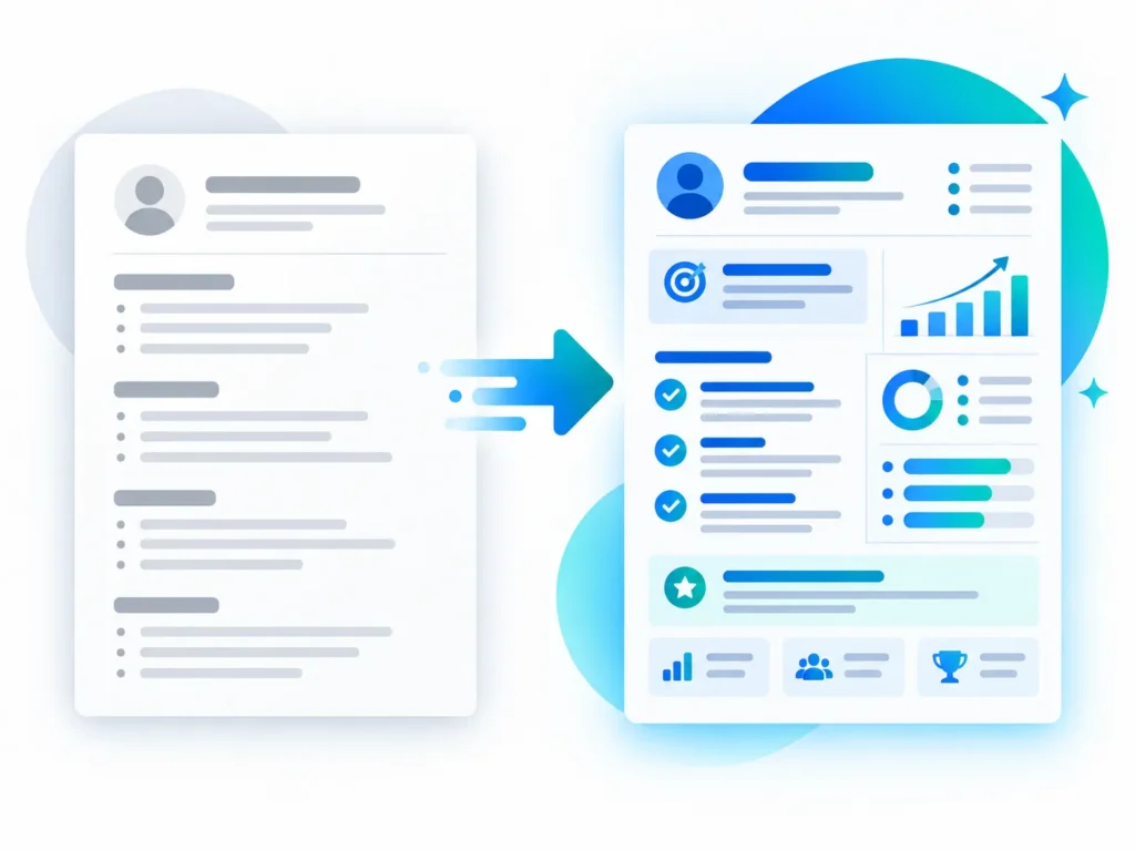 Comparison concept showing tasks transformed into measurable achievements