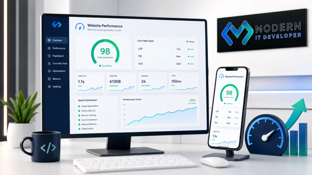 Website speed optimization improving loading performance