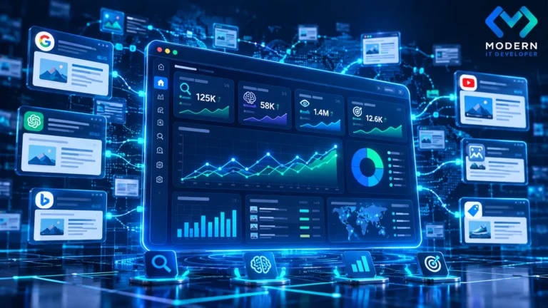 SEO analytics dashboard measuring AI search impressions and organic visibility